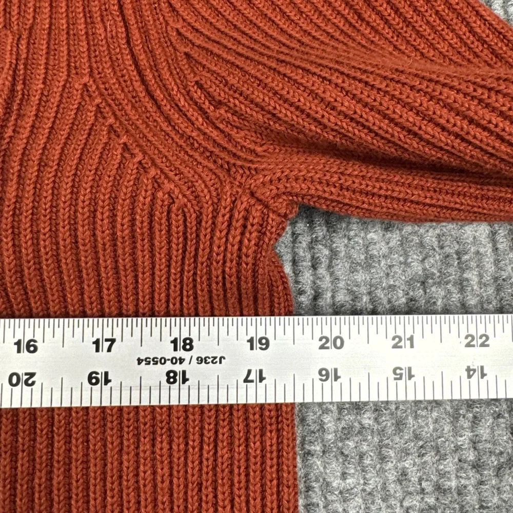 Banana Republic Cardigan Mens M Orange Ribbed Organic Cotton Shawl Collar Preppy